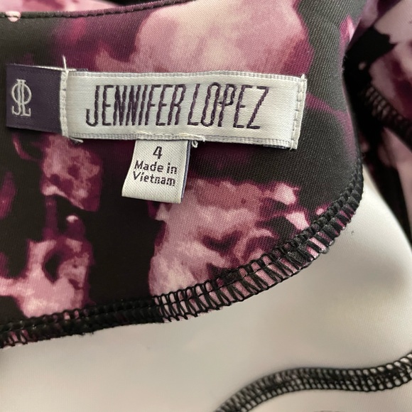 Jennifer Lopez Magenta Purple Abstract Fit & Flare Scuba Dress Size 4 - Picture 9 of 11